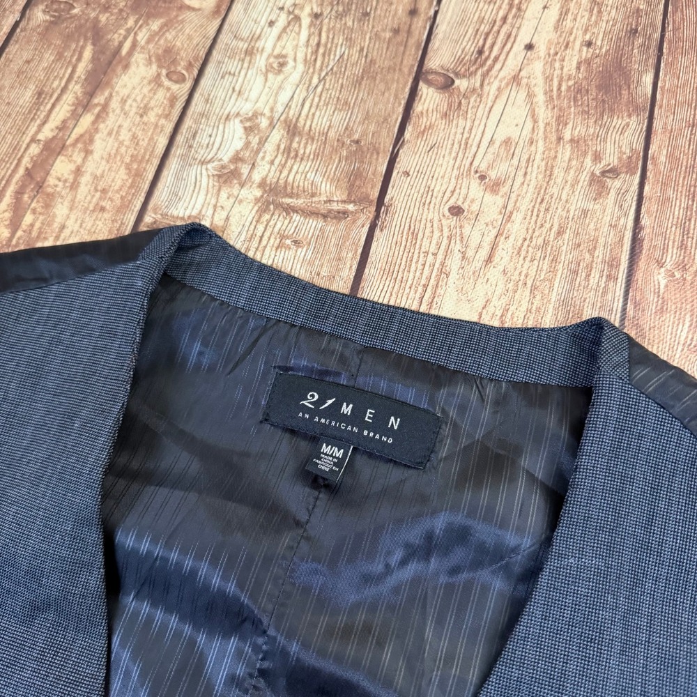 21 Men Suit Vest Mens Medium Gray Adjustable Back Strap Dress Waistcoat